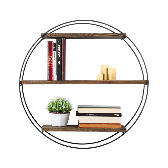 Hanah Home Estantería de Pared Tulipa Negro y Nogal Hanah Home Estantería de Pared Tulipa Negro y Nogal